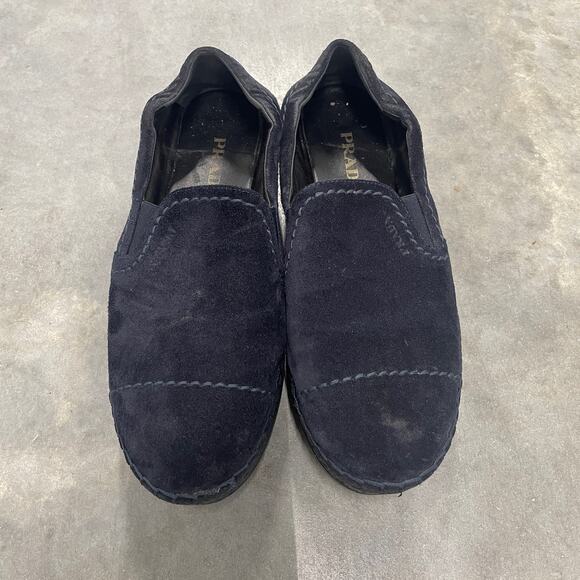 PRADA - Black Suede Platform Loafers - Picture 4 of 11